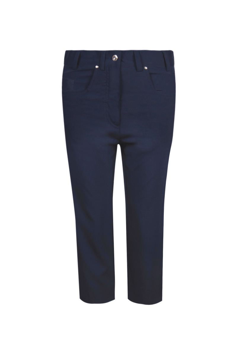 ladies navy capri trousers