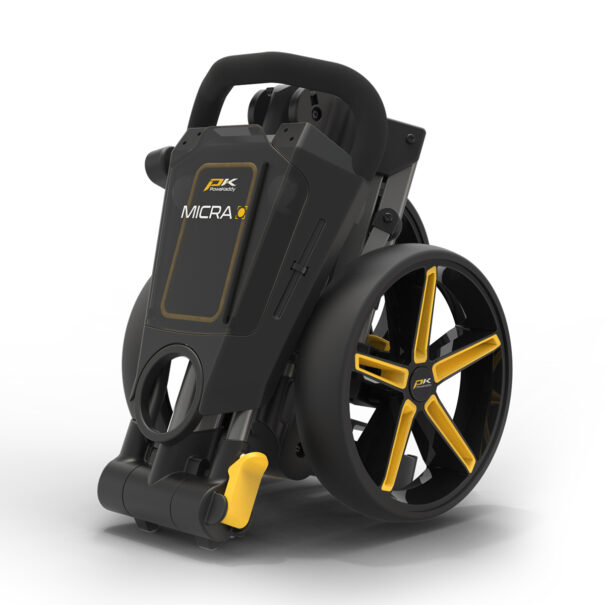 PowaKaddy Micra Push Cart  - Gunmetal with Yellow Trim - Image 3