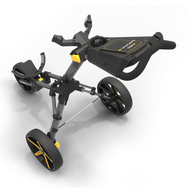 PowaKaddy Micra Push Cart  - Gunmetal with Yellow Trim - Image 5