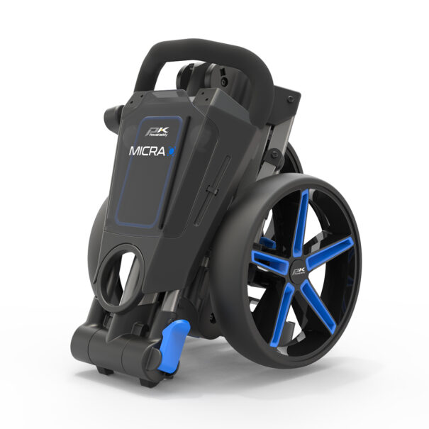 PowaKaddy Micra Push Cart  - Gunmetal with Blue Trim - Image 3
