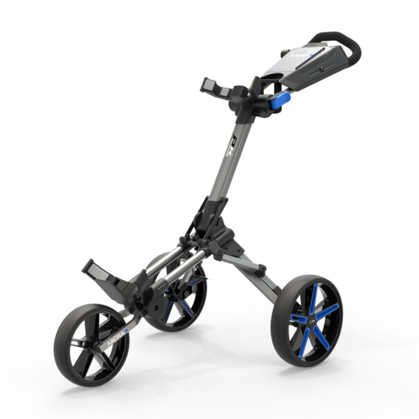 PowaKaddy Micra Push Cart  - Gunmetal with Blue Trim - Image 4