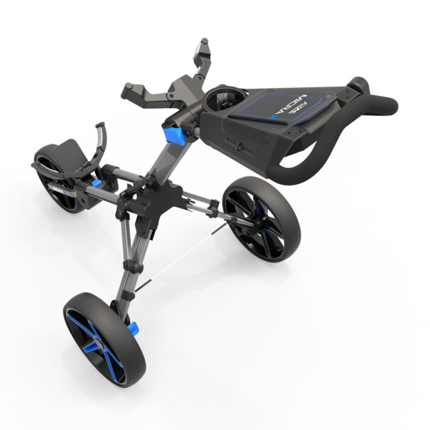 PowaKaddy Micra Push Cart  - Gunmetal with Blue Trim - Image 5