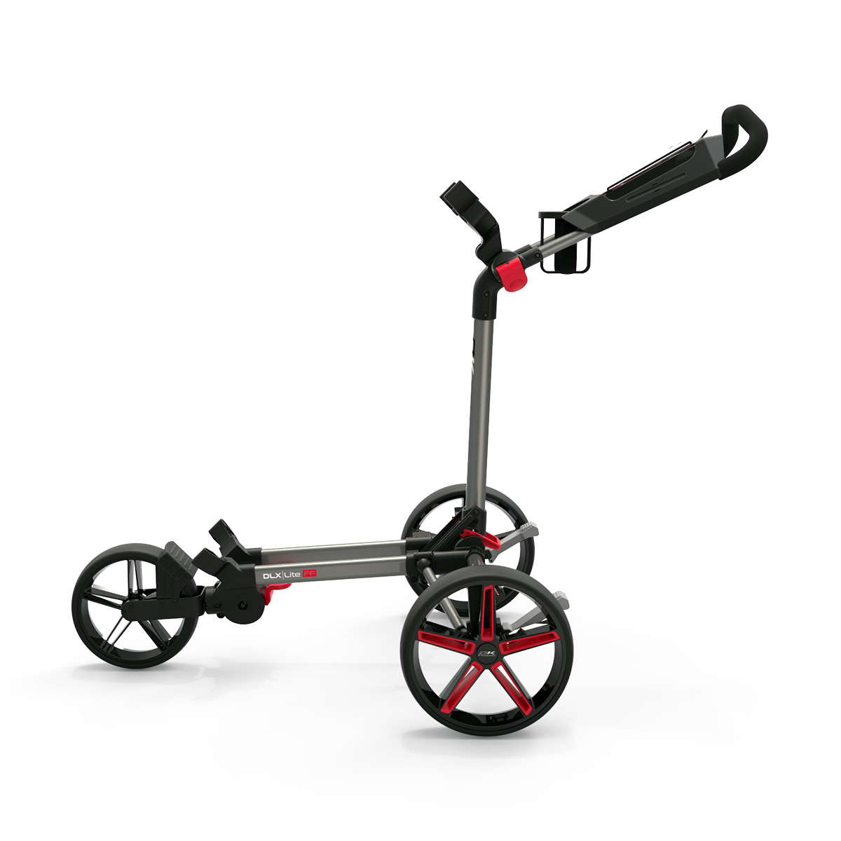 PowaKaddy DLX-Lite FF Push Cart - Gunmetal with Red Trim - Image 5