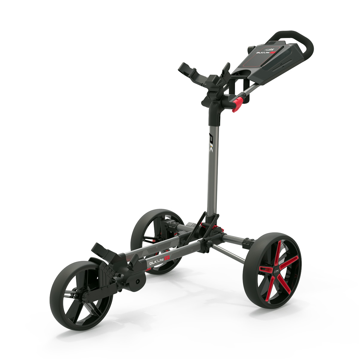 PowaKaddy DLX-Lite FF Push Cart - Gunmetal with Red Trim - Image 6
