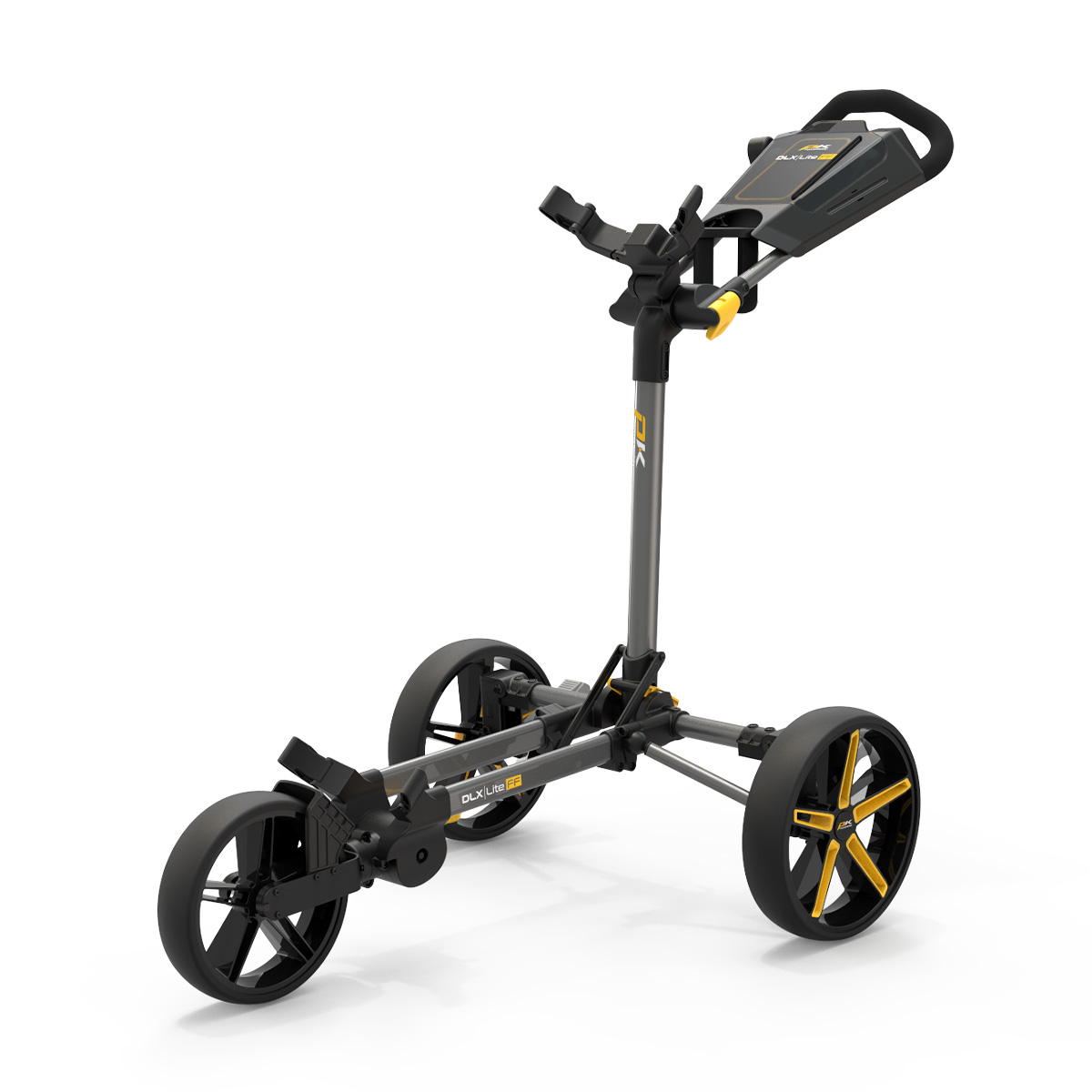 PowaKaddy DLX-Lite FF Push Cart - Gunmetal with Yellow Trim - Image 7
