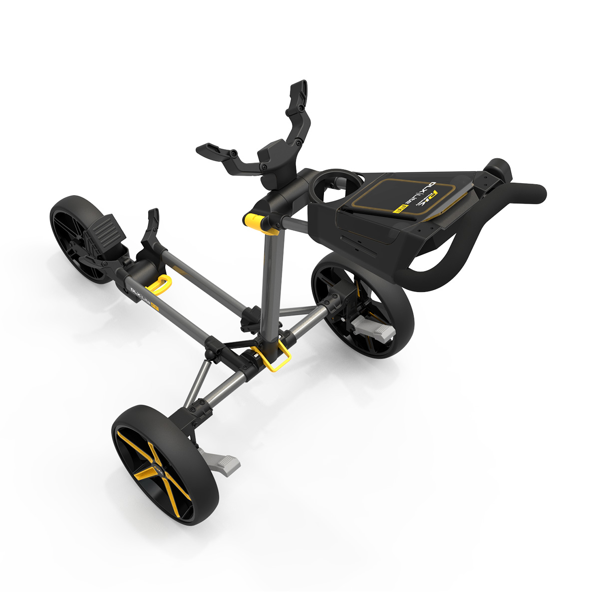 PowaKaddy DLX-Lite FF Push Cart - Gunmetal with Yellow Trim - Image 8