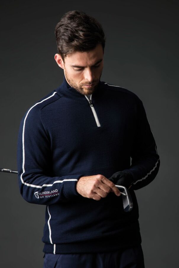 Men’s Sunderland Hamsin Lined Sweater - Navy White - Image 3