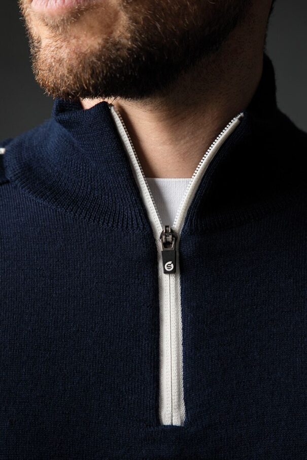 Men’s Sunderland Hamsin Lined Sweater - Navy White - Image 7