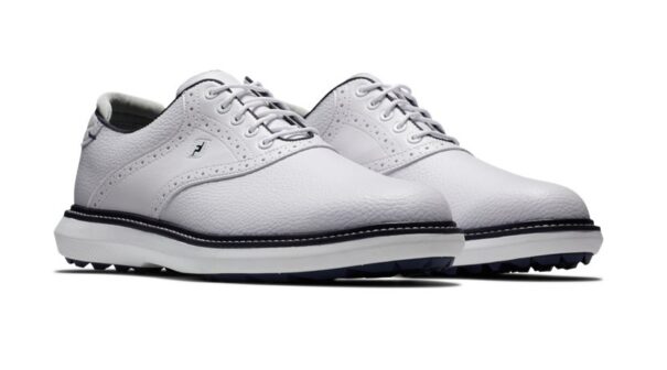 Men's FootJoy Traditions Spikeless - 57927 White Navy - Image 4