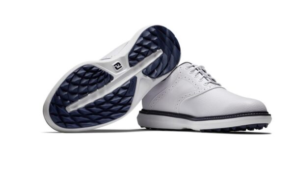 Men's FootJoy Traditions Spikeless - 57927 White Navy - Image 2