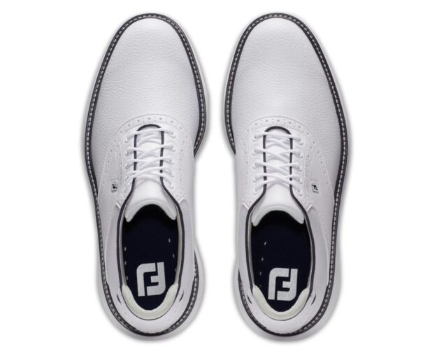 Men's FootJoy Traditions Spikeless - 57927 White Navy - Image 3
