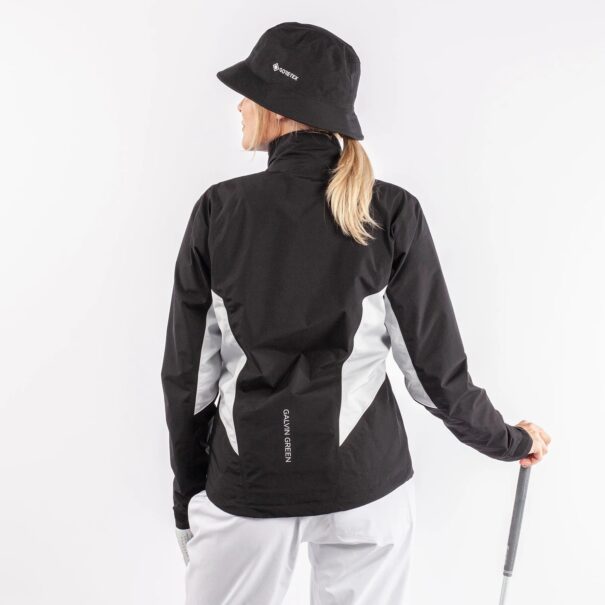 Ladies Galvin Green Aida Waterproof Jacket - Black Cool Grey White - Image 4