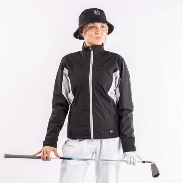 Ladies Galvin Green Aida Waterproof Jacket - Black Cool Grey White