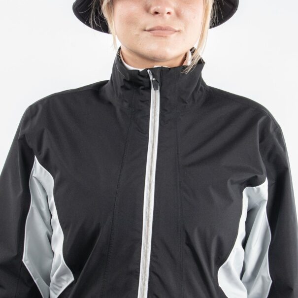Ladies Galvin Green Aida Waterproof Jacket - Black Cool Grey White - Image 5