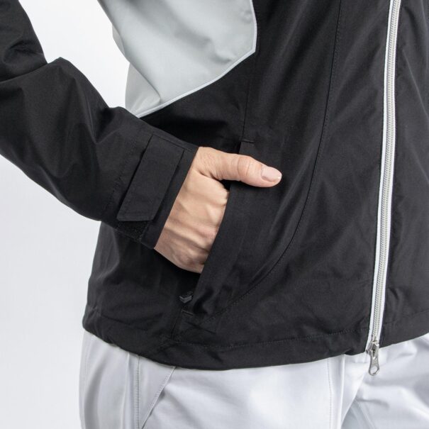 Ladies Galvin Green Aida Waterproof Jacket - Black Cool Grey White - Image 6