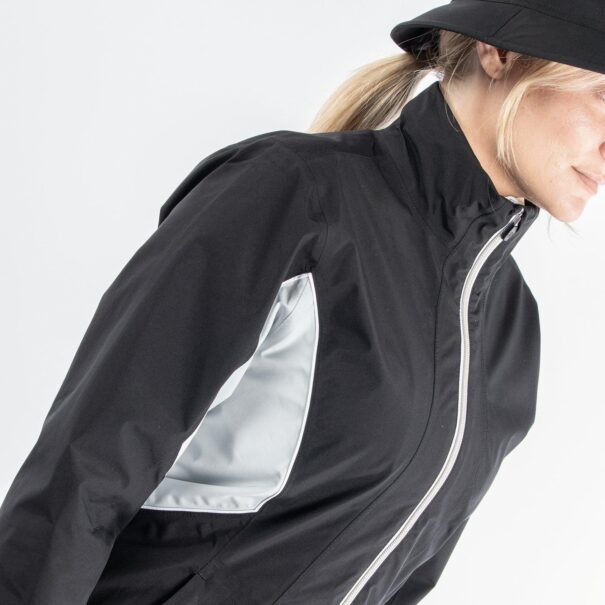 Ladies Galvin Green Aida Waterproof Jacket - Black Cool Grey White - Image 8