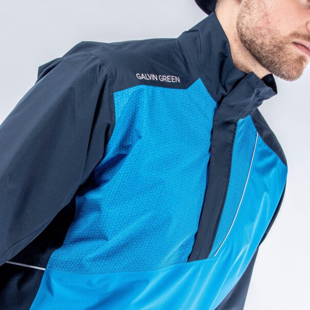 Men’s Galvin Green Axley Waterproof Jacket - Navy Blue White - Image 7