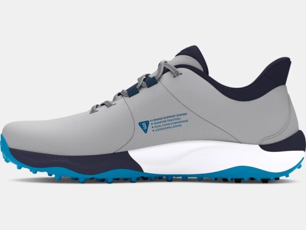Men's UA Drive Pro SL Wide Golf Shoes - 3026921-101 Mod Gray/Capri/Navy - Image 2