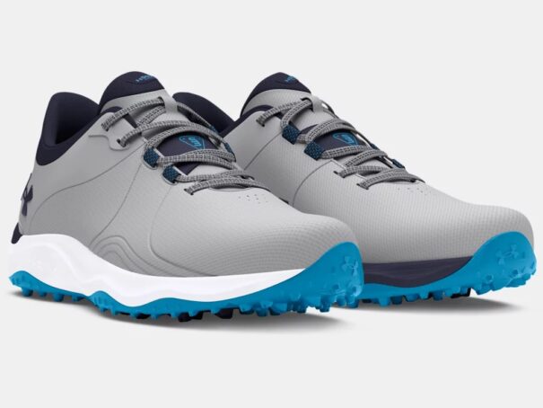 Men's UA Drive Pro SL Wide Golf Shoes - 3026921-101 Mod Gray/Capri/Navy - Image 3