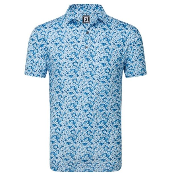 Men's FootJoy Primrose Print Lisle - 81567 Ocean Deep Blue White - Image 2