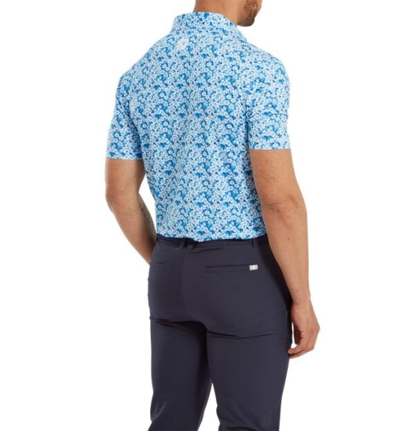 Men's FootJoy Primrose Print Lisle - 81567 Ocean Deep Blue White - Image 4