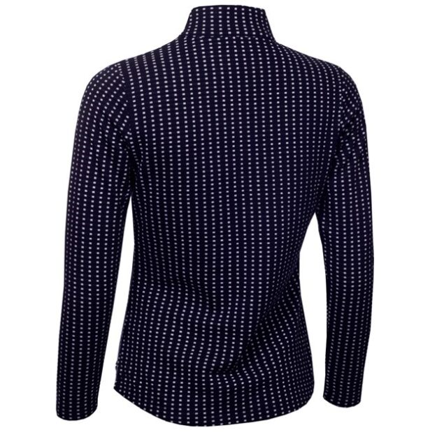 Green Lamb Kit Jacquard Zip Neck Top - AG23986 Navy White - Image 3
