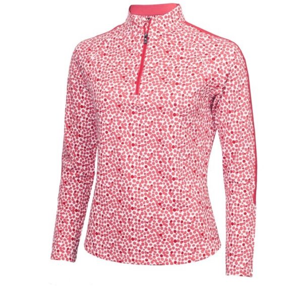 Green Lamb Mae Printed Zip Neck Top - AG24046 Blush Pebble - Image 3
