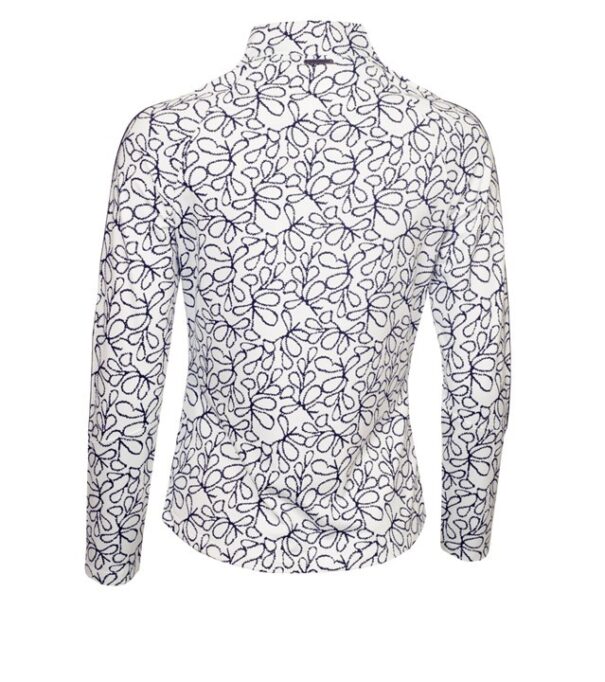 Green Lamb Mae Printed Zip Neck Top - AG24046 White Navy Floral - Image 4
