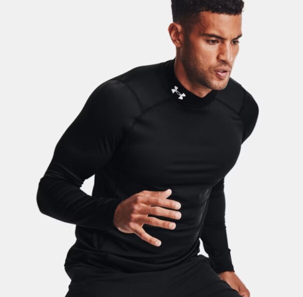 Men's Under Armour CG Fitted Mock - 1366066-001 Black White - Image 3