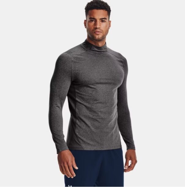 Men's Under Armour CG Fitted Mock - 1366066-020 Charcoal Light Heather Black