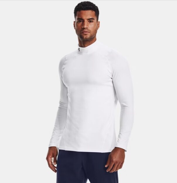 Men's Under Armour CG Fitted Mock - 1366066-100 White Black