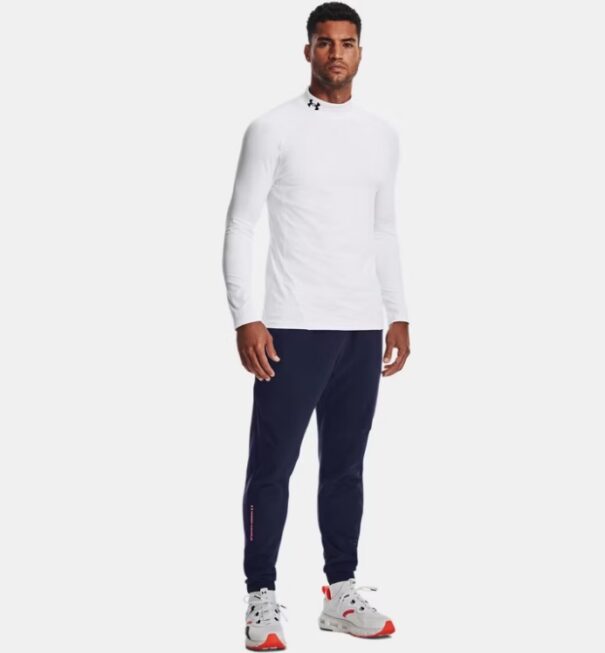 Men's Under Armour CG Fitted Mock - 1366066-100 White Black - Image 2