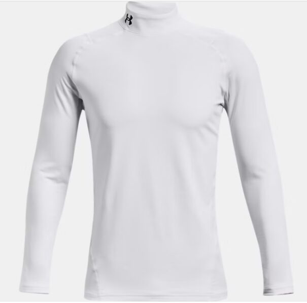 Men's Under Armour CG Fitted Mock - 1366066-100 White Black - Image 3