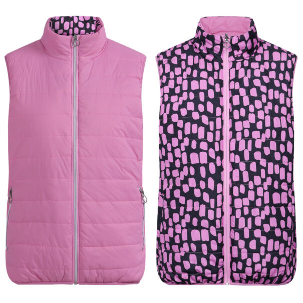 Ladies JRB Reversible Gillet - Fuchsia Black