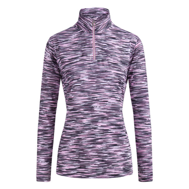 Ladies JRB 1/4 Zip Midlayer - Fuchsia Stripe
