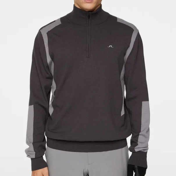 Men’s J. Lindeberg Kendrick Knitted Zip Sweater - Asphalt