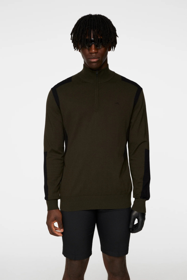 Men’s J. Lindeberg Kendrick Knitted Zip Sweater - Forest Green
