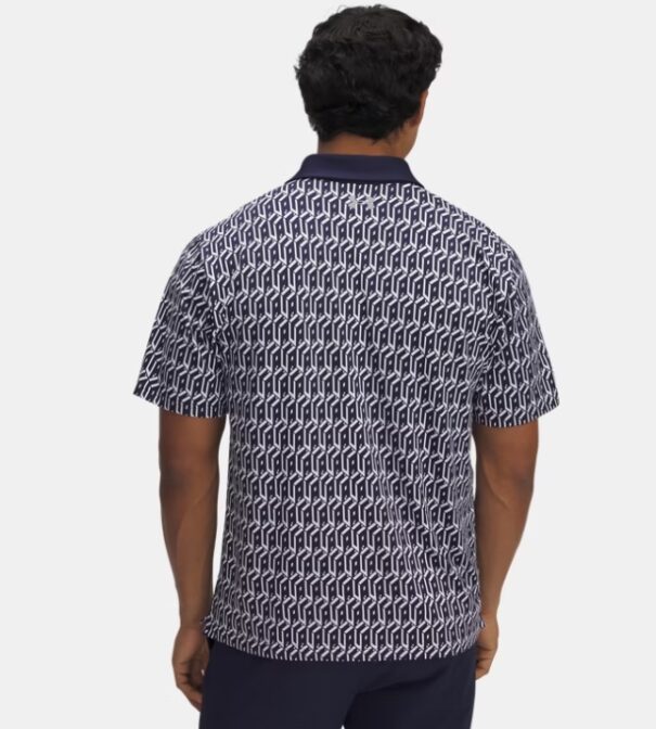 Men's Under Armour Playoff 3.0 Printed Polo UA Club Cube - 1378677-114 White Navy Steel - Image 2