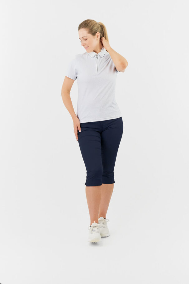 Ladies Pure Rebecca Jacquard SS Shirt - PG-95079 10 White - Image 3