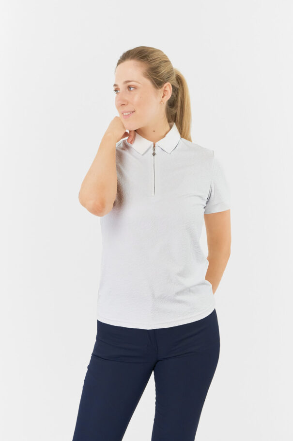 Ladies Pure Rebecca Jacquard SS Shirt - PG-95079 10 White