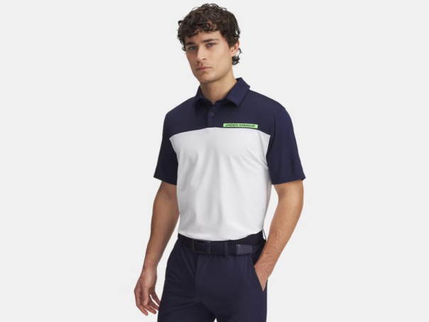 Men's Under Armour T2G Colour Block Polo - 1383139-411 Navy White Green