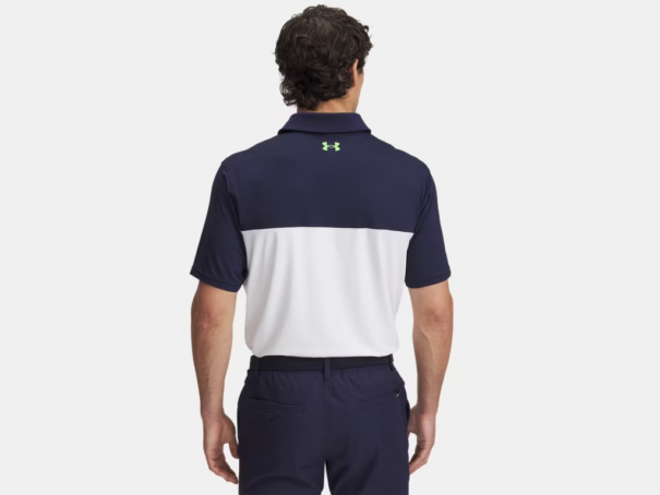 Men's Under Armour T2G Colour Block Polo - 1383139-411 Navy White Green - Image 3
