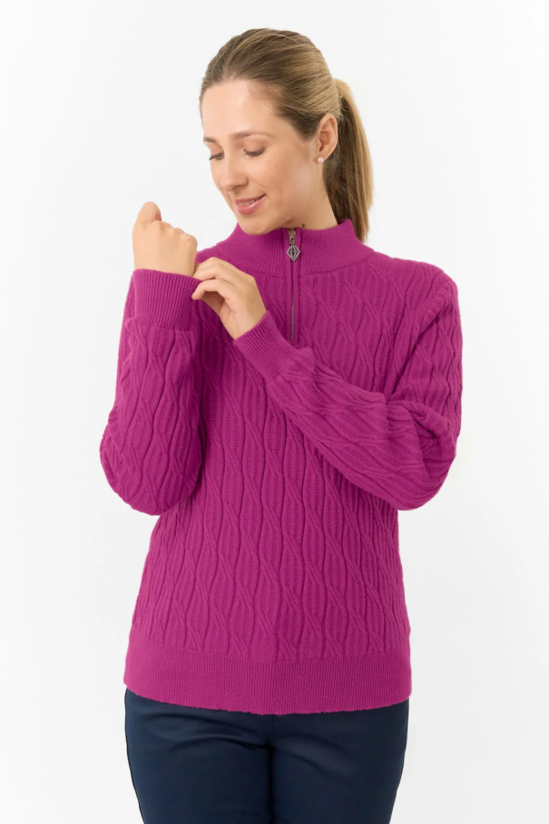 Ladies Pure Margot Quarter Zip Lined Sweater - PG-58506-841