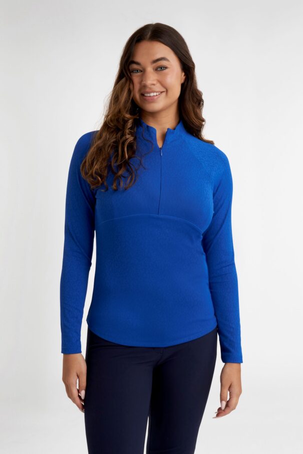 Green Lamb Elizabeth Jacquard LS 1/2 Zip - AG25094 Electric Blue - Image 3