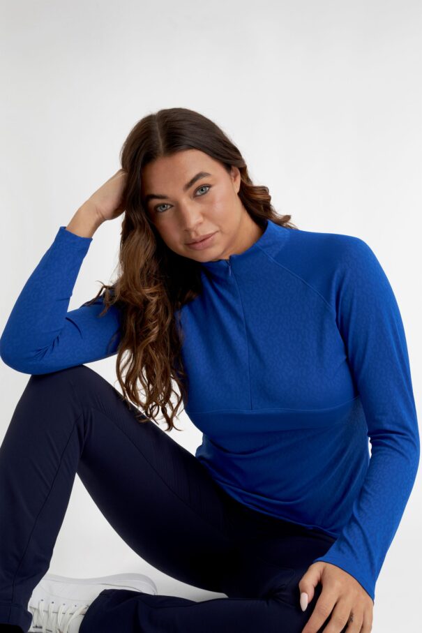 Green Lamb Elizabeth Jacquard LS 1/2 Zip - AG25094 Electric Blue